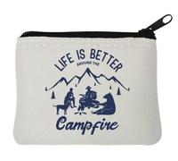 Life is Better Around The Campfire Porte-monnaie en néoprène Blanc 10 x 11 cm