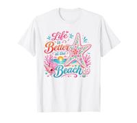 Life is Better at The Beach Étoile de mer Boho Floral Summer Vibe T-Shirt