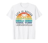 Life Is Better At The Beach Rétro Summer Palmier Vacances T-Shirt