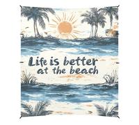 Life is Better at The Beach Tente UPF50+ imperméable portable avec poches de sable pour les voyages en famille, les pique-niques et le camping