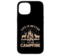 Life is Better at The Campfire Animaux Amusants Camping Nature Coque pour iPhone 15