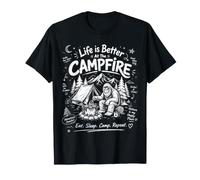 Life is Better At The Campfire Barbecue Vintage Bigfoot Camping T-Shirt