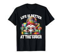 Life Is Better At The Couch Gnome Dad For Funny Retirement T-Shirt
