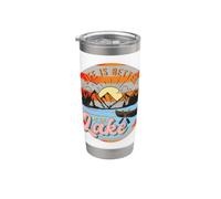 Life Is Better at the Lake Art Retro Mountain Canoë Art Gobelet isotherme en acier inoxydable double paroi