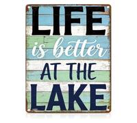 Life Is Better At The Lake Loch Cabin Tin Sign 12x8 Inch