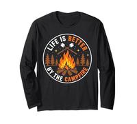 Life is Better by The Campfire Camping-Car Amusant Manche Longue