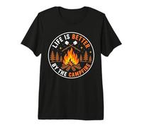 Life is Better by The Campfire Camping-Car Amusant T-Shirt Haut de Gamme