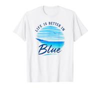 Life is Better in Blue Sea Summer Sentiments Beach Vacances T-Shirt Graphique avec Valeur