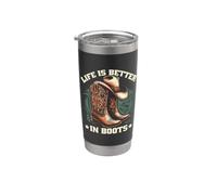 Life Is Better in Boots Gobelet isotherme en acier inoxydable double paroi