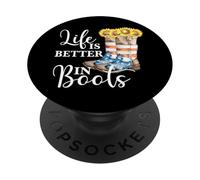 Life is Better in Boots Vintage Country Music USA Tournesol PopSockets PopGrip Adhésif