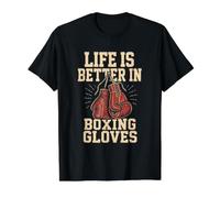 Life is Better in Gants de Boxe Vintage Combat Sports Gym T-Shirt Graphique avec Valeur, Homme, Noir, M