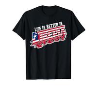 Life is Better in Liberia Drapeau Typographie Indépendance T-Shirt Graphique avec Valeur, Homme, Noir, M