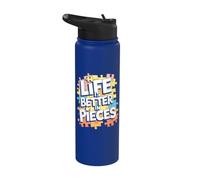 Life Is Better In Puzzle Pieces Funny Jigsaw Amoureux Stainless Steel Insulated Water Bottle