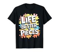 Life is Better in Puzzle Pieces Funny Jigsaw Amoureux T-Shirt Graphique avec Valeur