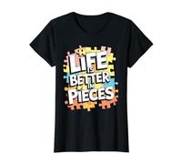 Life is Better in Puzzle Pieces Funny Jigsaw Amoureux T-Shirt Graphique avec Valeur