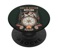 Life is Better Offline - Camping & Hiking Outdoors Nature PopSockets PopGrip Adhésif