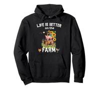 Life is Better on Farm Cow Tournesols Cute Farmer Life Sweat à Capuche