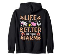 Life is Better on The Farm Animaux Mignons Fermier Farming Girl Sweat à Capuche
