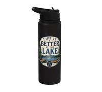 Life is Better on the Lake Lakecore Cabincore Canoë Stainless Steel Insulated Water Bottle