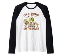 Life is Better on The River Fisherman GNOME Loves Fishing Manche Raglan