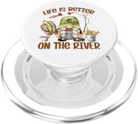 Life is Better on The River Fisherman GNOME Loves Fishing PopSockets PopGrip pour MagSafe
