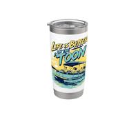 Life Is Better On The Toon Pontoon Boat Summer Gobelet isotherme en acier inoxydable double paroi