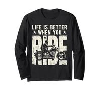 Life is Better When You Ride Biker Funny Dad Mens Motorcycle Manche Longue