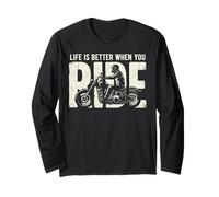 Life is Better When You Ride Biker Funny Dad Mens Motorcycle Manche Longue
