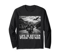 Life is Better When You Ride Biker Moto Vintage Manche Longue