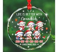 Life is Better with 6 Grandkids Décoration en verre cadeau pour 6 petits-enfants de la part de grand-père grand-mère, décoration de Noël personnalisée pour 6 petits-enfants ours polaires 2025