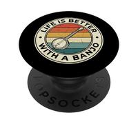 Life is Better with A Banjo Musique Country PopSockets PopGrip Adhésif