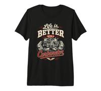 Life is Better with a Carburetor: Car Mechanic Vintage T-Shirt Haut de Gamme