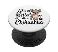 Life is Better with a Chihuahua, Petit Chien de Couleur Fauve Brun Clair PopSockets PopGrip Adhésif