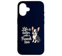 Life is Better with a Frenchton Cute Dog Lover Pet Humour Coque pour iPhone 16