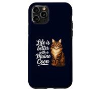 Life is Better with A Maine Coon Cat Mom Dad Chat à Poils Longs Coque pour iPhone 11 Pro