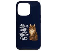 Life is Better with A Maine Coon Cat Mom Dad Chat à Poils Longs Coque pour iPhone 13 Pro
