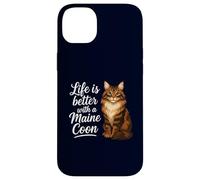 Life is Better with A Maine Coon Cat Mom Dad Chat à Poils Longs Coque pour iPhone 14 Plus
