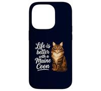 Life is Better with A Maine Coon Cat Mom Dad Chat à Poils Longs Coque pour iPhone 14 Pro