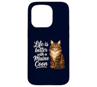 Life is Better with A Maine Coon Cat Mom Dad Chat à Poils Longs Coque pour iPhone 15 Pro