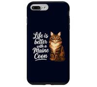 Life is Better with A Maine Coon Cat Mom Dad Chat à Poils Longs Coque pour iPhone 7 Plus/8 Plus