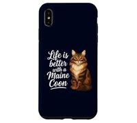 Life is Better with A Maine Coon Cat Mom Dad Chat à Poils Longs Coque pour iPhone XS Max
