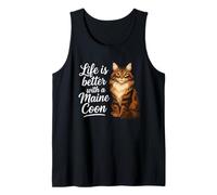 Life is Better with A Maine Coon Cat Mom Dad Chat à Poils Longs Débardeur