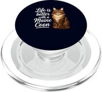 Life is Better with A Maine Coon Cat Mom Dad Chat à Poils Longs PopSockets PopGrip pour MagSafe