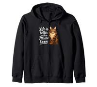 Life is Better with A Maine Coon Cat Mom Dad Chat à Poils Longs Sweat à Capuche