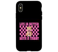 Life is Better with A Tabby Chat Girl Cat Mom Coquette Coque pour iPhone X/XS