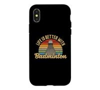 Life is Better with Badminton Retro Vintage Shuttlecock Coque pour iPhone X/XS