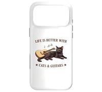Life is Better with Cats and Guitars Black Cat Guitarist Coque pour iPhone 17 Pro Max