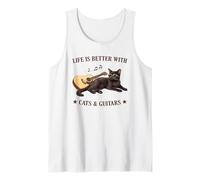 Life is Better with Cats and Guitars Black Cat Guitarist Débardeur