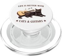 Life is Better with Cats and Guitars Black Cat Guitarist PopSockets PopGrip pour MagSafe