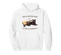 Life is Better with Cats and Guitars Black Cat Guitarist Sweat à Capuche